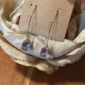 Plunder Silver Stud Earrings with Sparkling Crystals